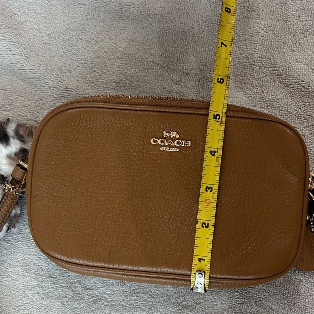 Coach Tan Pebbled Leather Crossbody Bag with Heart Charm - Picture 9 of 11